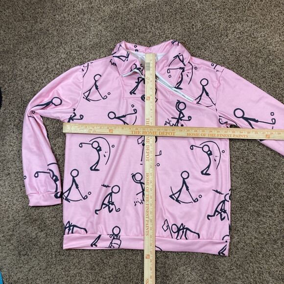 Acegolfs Stick Golf Design With Asymmetrical Zipper Golf Sweatshirt Pink 2X XXL - Picture 5 of 7